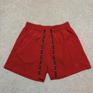 YoungLA Shorts Mens Large Red 5" Athletic Running Workout Drawstring Stretch